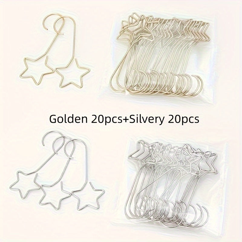 40pcs Star Hooks Christmas Ornament Hooks Family Decorations