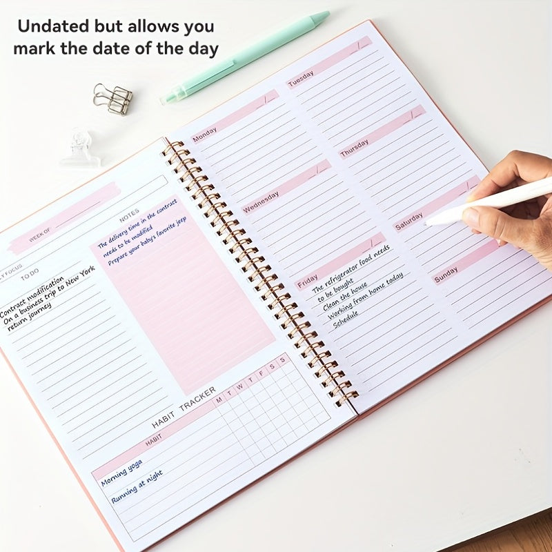 Weekly Goals Notebook B5 Size Spiral Bound Habit Tracker To-Do List Planner