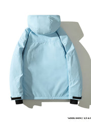 Drawstring Waterproof Ski Jacket Thick Thermal Pockets Coat