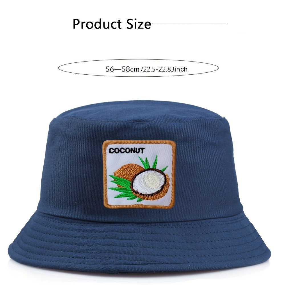 Coconut Embroidered Bucket Hat Unisex Sunshade Reversible Cap