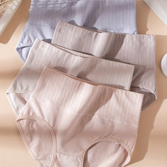 4pcs High Waist Jacquard Briefs Stretchy Intimates Panties Women's Lingerie