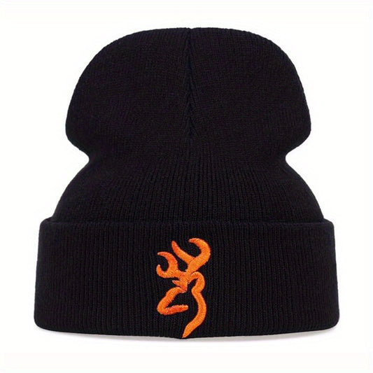 Embroidered Pattern Knitted Hat Beanie Winter Coldproof Ear Protection