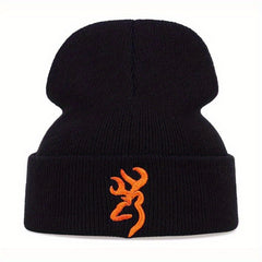 Embroidered Pattern Knitted Hat Beanie Winter Coldproof Ear Protection