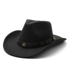 Classic Wide Belt Fedora Hat - Western Style