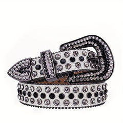UV Changing Leather Rhinestone Belt For Men Women