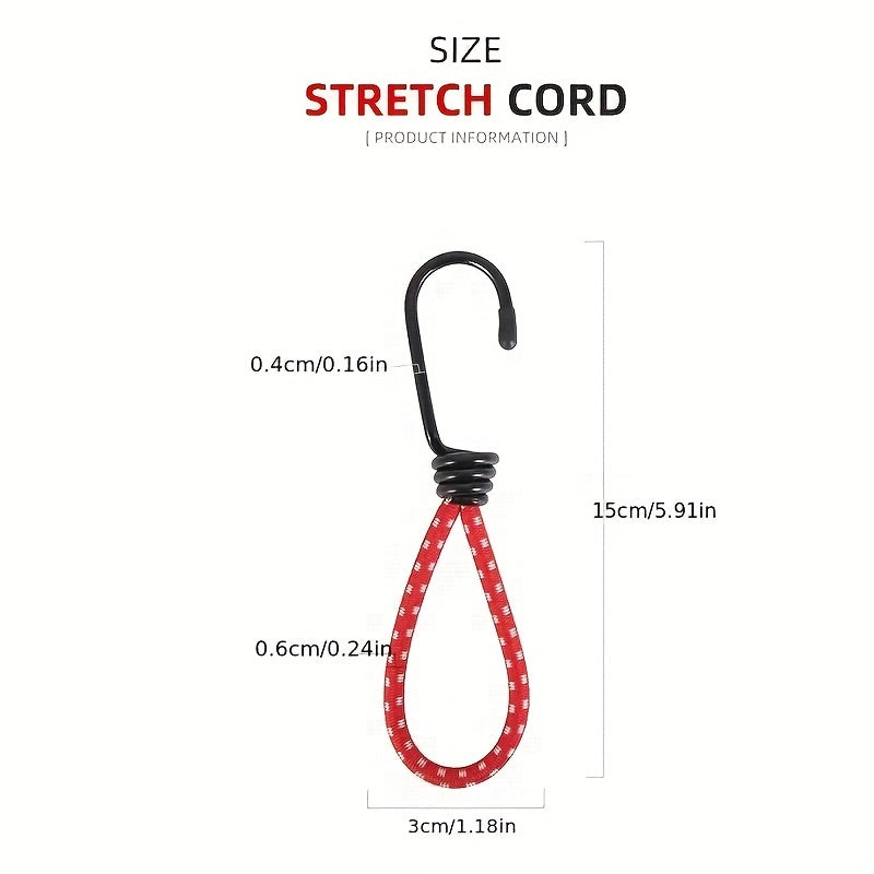 3pcs Outdoor Camping Tent Elastic Rope Buckle Fixed Elastic Bundle Rope Hook