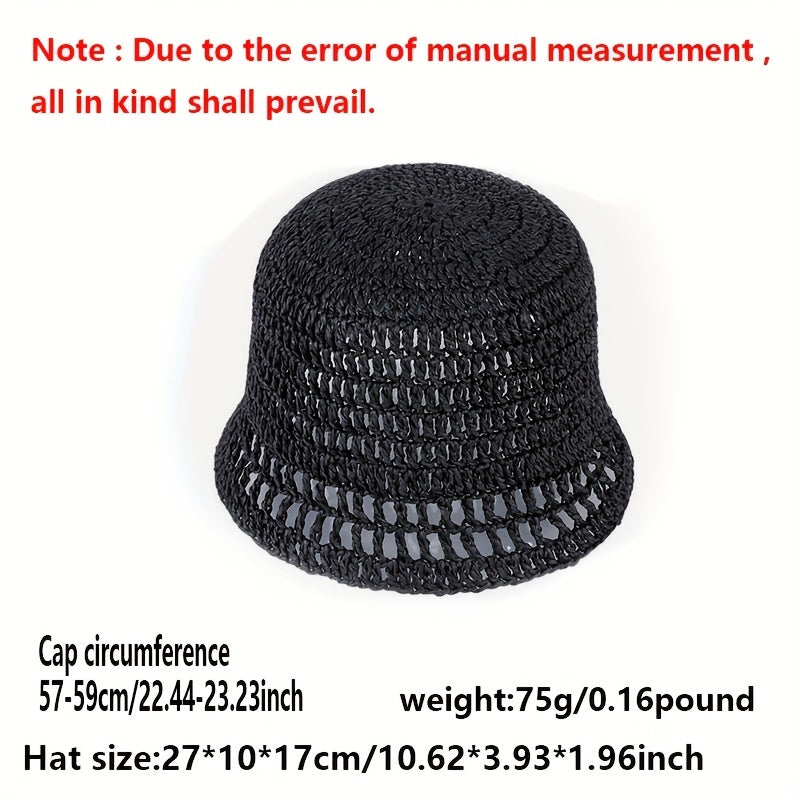 Y2K Hollow Crochet Bucket Hat Gradient Boho Straw Cloche Hats Women