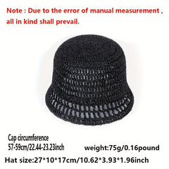 Y2K Hollow Crochet Bucket Hat Gradient Boho Straw Cloche Hats Women