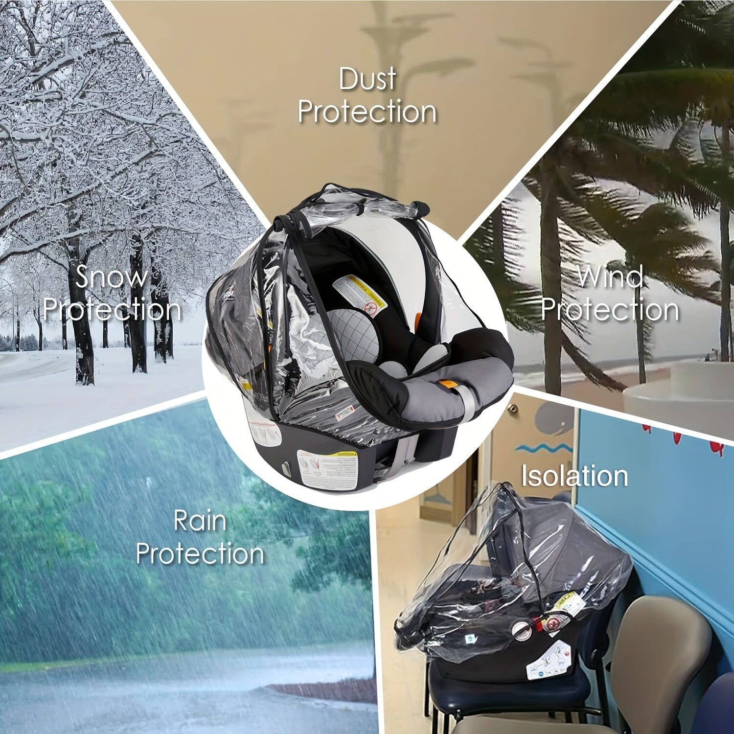 Universal Car Seat Rain Cover Waterproof Windproof Protection