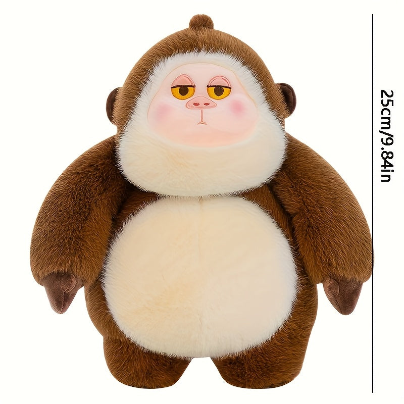 Fluffy Monkey Plush Doll Soft Fur Brown/Pink 9.84in Gift for Girls