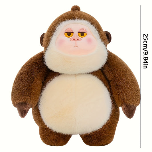 Fluffy Monkey Plush Doll Soft Fur Brown/Pink 9.84in Gift for Girls