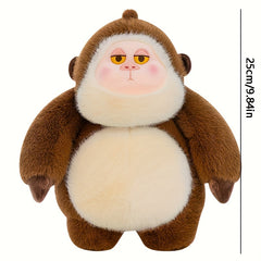 Fluffy Monkey Plush Doll Soft Fur Brown/Pink 9.84in Gift for Girls