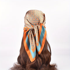 Geometric Floral Bandana Silk Scarf Solid Satin Shawl Neckerchief