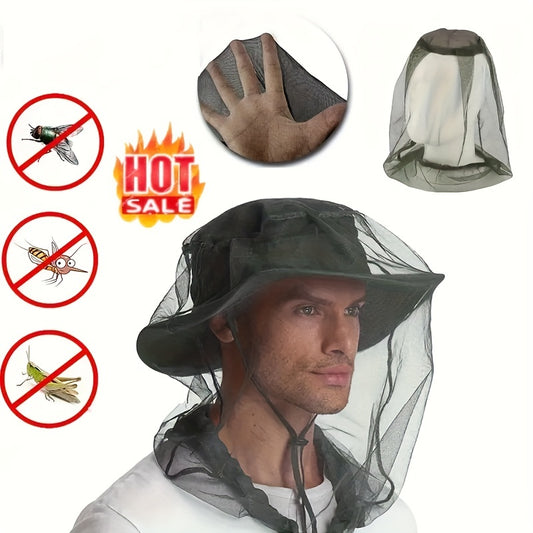Outdoor Sunscreen Bucket Hat with Face Net Cover for Fishing Camping
