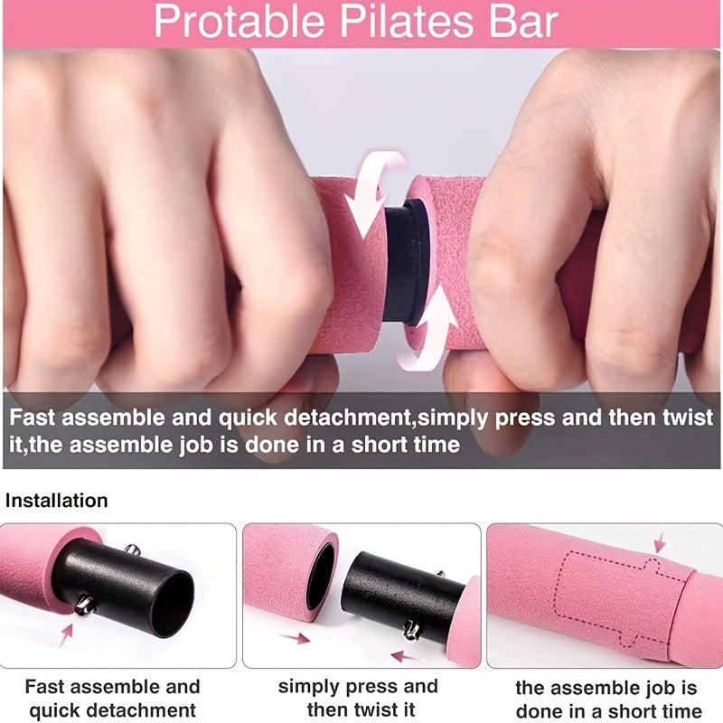 Non Slip Pilates Stick With Resistance Belt For Full Body Workout