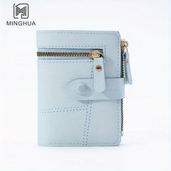 Pink Slim Wallet for Women with Zipper & Button Closure