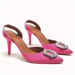 Women's Rhinestone Satin Sandals High Heels