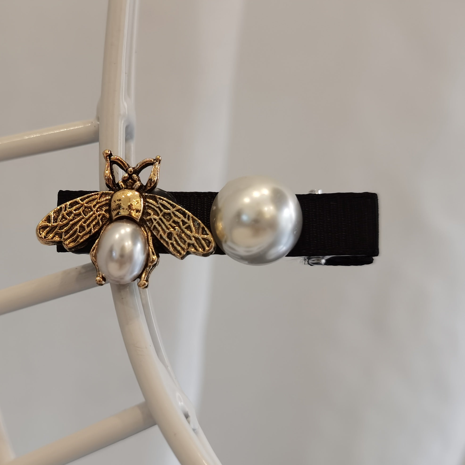 Vintage Bee Hair Clip with Faux Pearl Accent