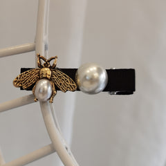 Vintage Bee Hair Clip with Faux Pearl Accent