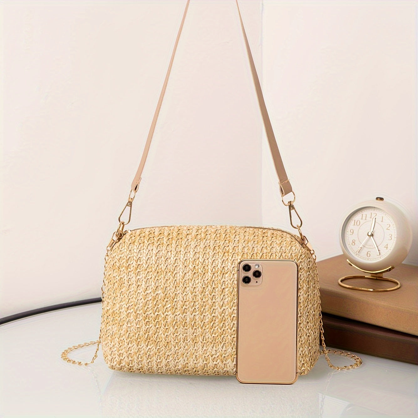 Casual Woven Handbag Solid Daily Shoulder & Crossbody Bag