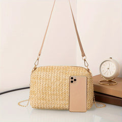 Casual Woven Handbag Solid Daily Shoulder & Crossbody Bag