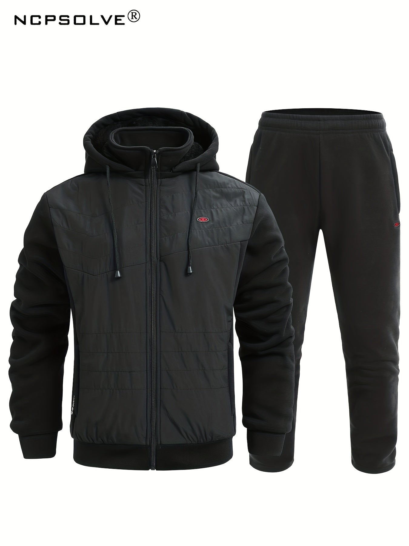 Men's Active Thermal Hooded Jacket & Pants Set for Winter