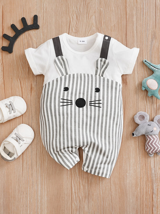 Mouse Print Baby Boys Long Sleeve Jumpsuit