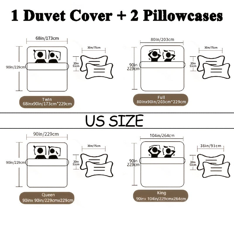 Christmas Themed Duvet Cover Set Checkered Elk Snowflake Print Soft & Breathable