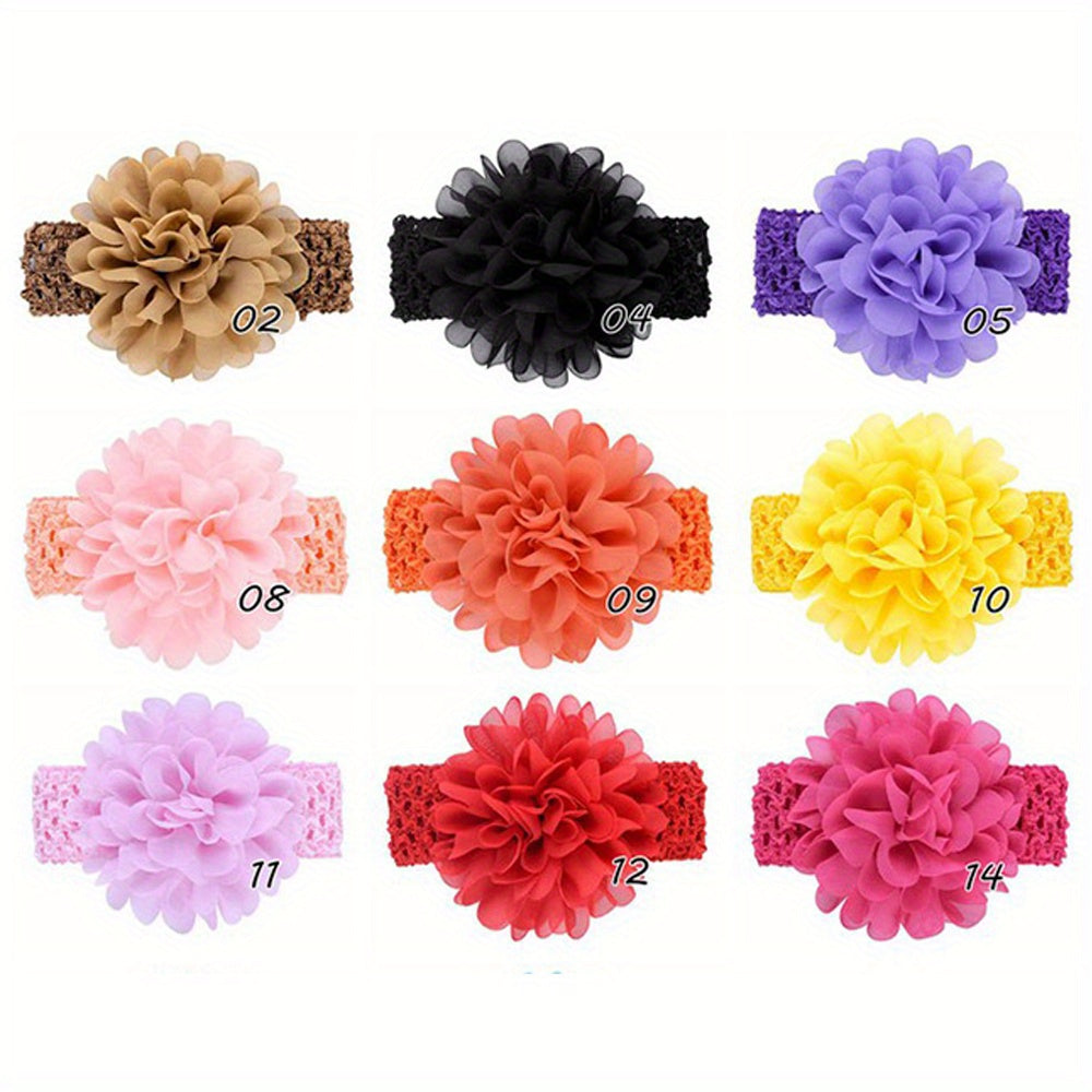 9pcs Floral Hollow Elastic Headbands for Baby Girls