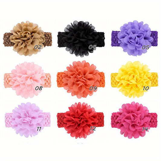 9pcs Floral Hollow Elastic Headbands for Baby Girls