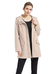 Casual Hooded Coat with Flap Pockets for Women