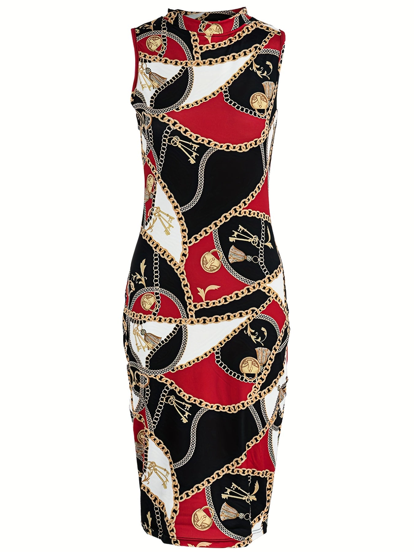  Chain Print Bodycon Tank Dress