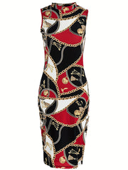  Chain Print Bodycon Tank Dress