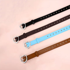 Heart Buckle Belt Hollow Out PU Waist Belts for Women