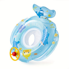 Whale Pattern Swimming Ring with Steering Wheel and Seat
