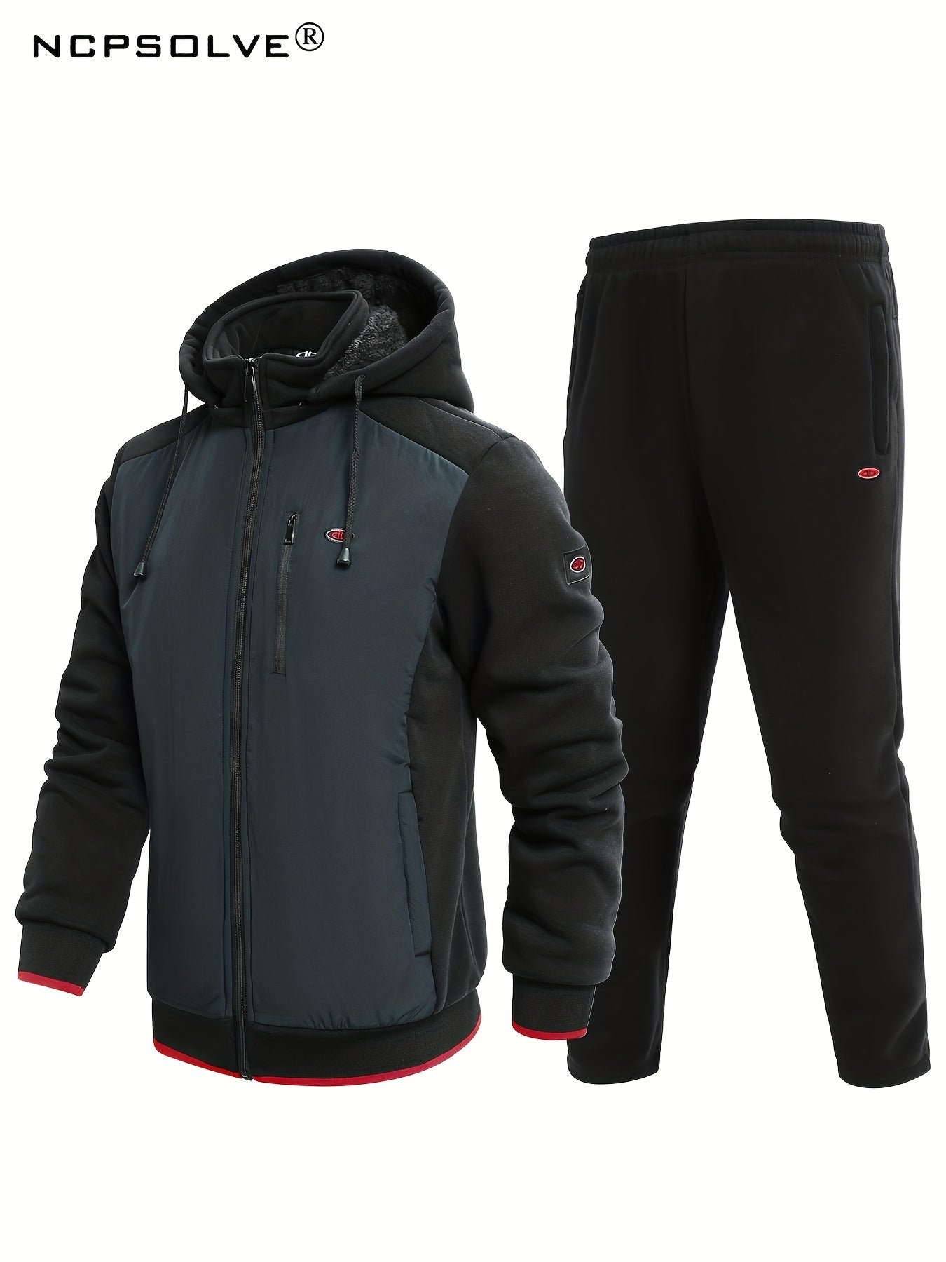 Men's Thermal Sports Suit Set for Winter - Jacket with Hood and Comfy Pants