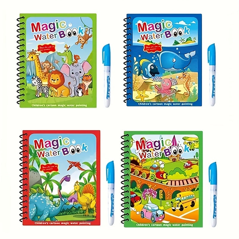 2 Pack Reusable Magic Water Books with Pens Educational Activity Sketchbooks
