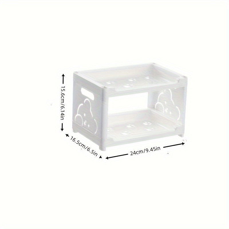 Double Layer Rack Bear Pattern Storage Rack Desktop Storage Rack