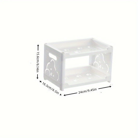 Double Layer Rack Bear Pattern Storage Rack Desktop Storage Rack
