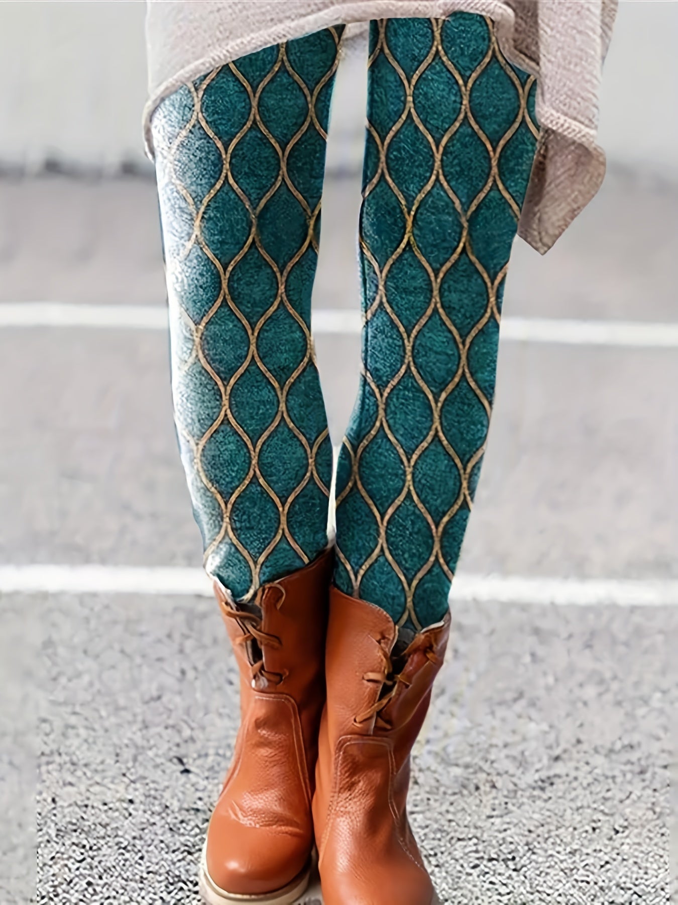  Graphic Print High Rise Skinny Trousers