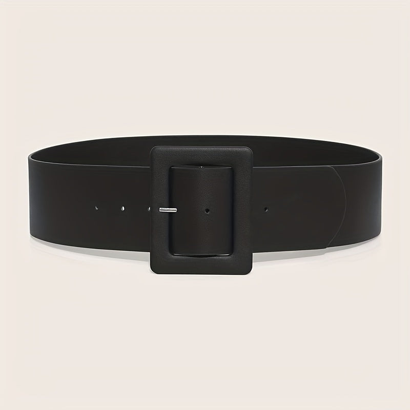  Wide PU Belt Square Buckle Women Coat Belt Dress Girdle