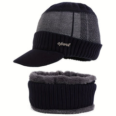 Knit Hat & Scarf Set for Men and Women, Windproof Beanie with Fleece Lining
