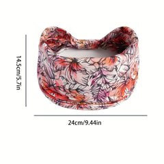 Leaf Printed Wide Brim Headband Elastic Hair Band