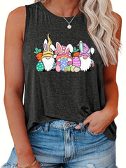 Easter Gnomes Print Plus Size Tank Top