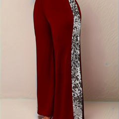  Camo Print High Rise Wide Leg Trousers