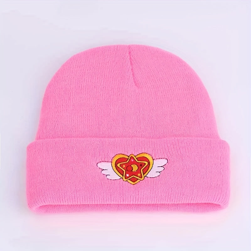 Heart Wings Embroidered Knit Beanie
