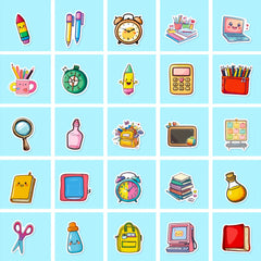 100pcs Cartoon School Stickers for Laptops Water Bottles & DIY Projects