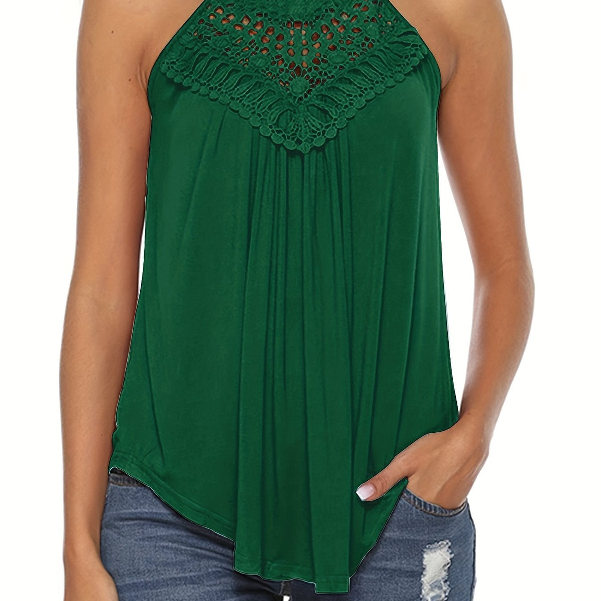 Floral Lace Halter Neck Top for Summer Women