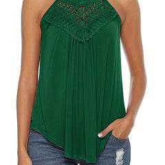Floral Lace Halter Neck Top for Summer Women