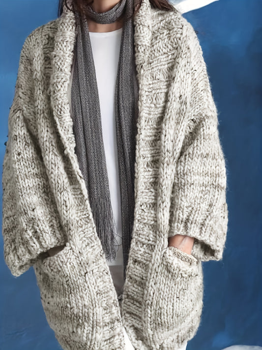  Women's Heathered Open Front Cardigan with Pockets